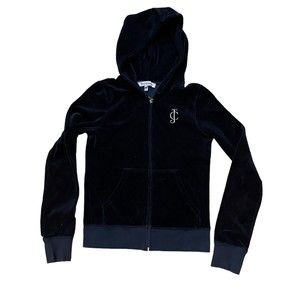 Juicy Couture Y2K Womens Zip Up Velour Jacket Hoodie Size S Made in USA Vintage